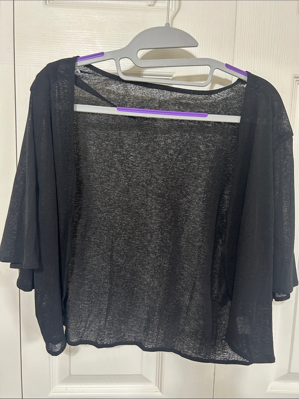 Women’s Black Sheer Open-Front  Cardigan Sz L NEW